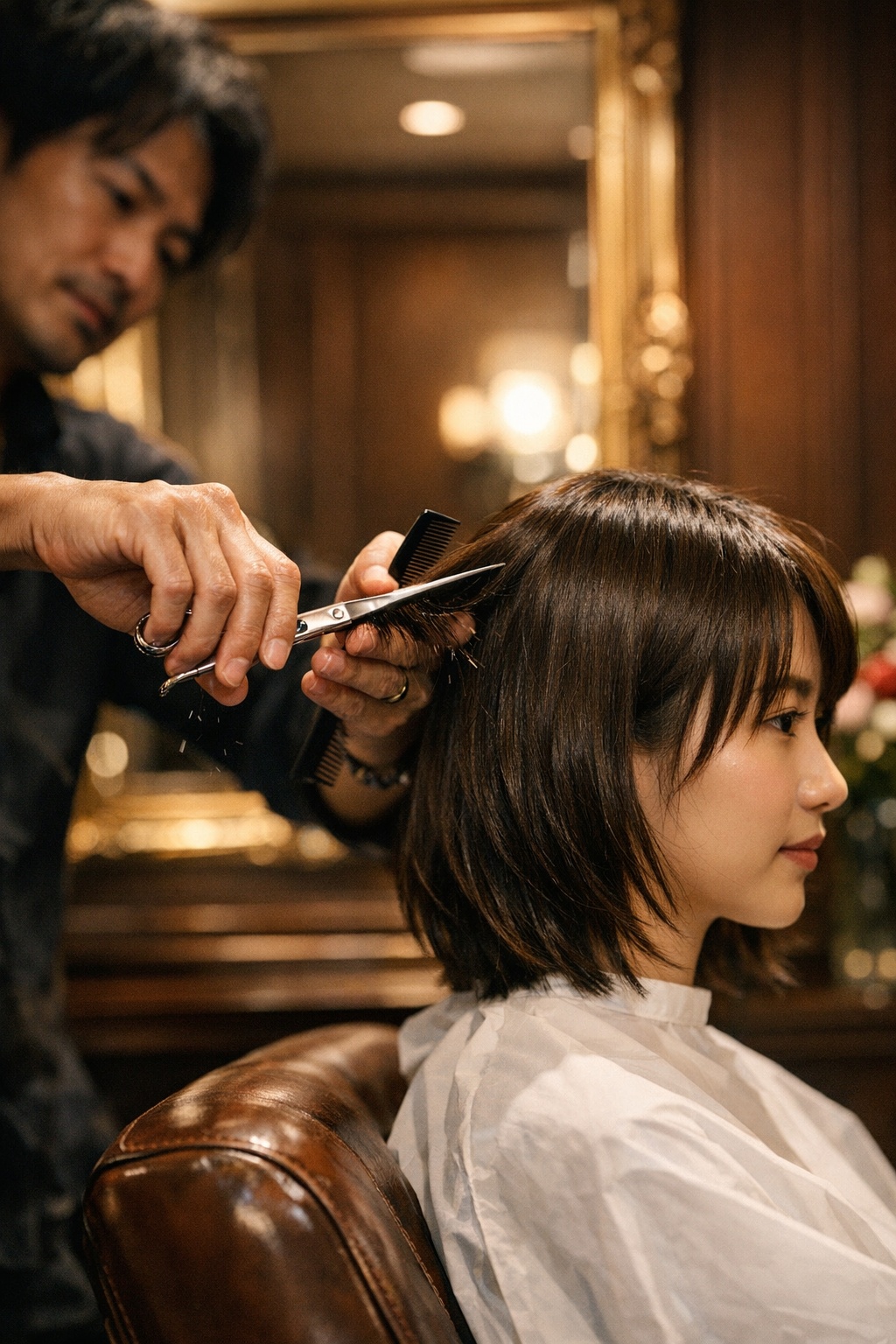 プライベートルームでのカット施術